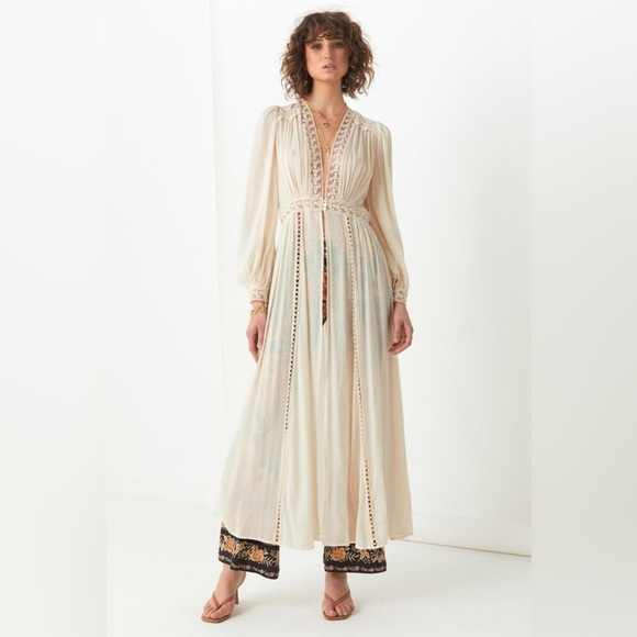 NWT Spell & the Gypsy Le Gauze Lace duster Small new off white dress wedding - Picture 4 of 17